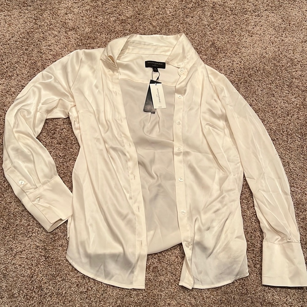 Silky white button down